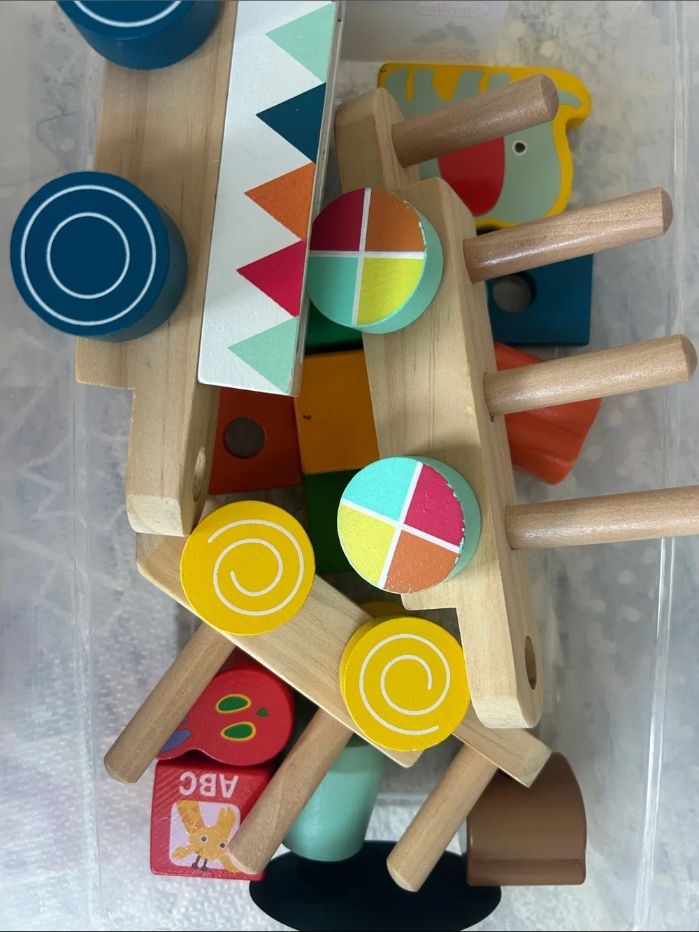 Wooden Animal Building Blocks Train Toy - Multicolor